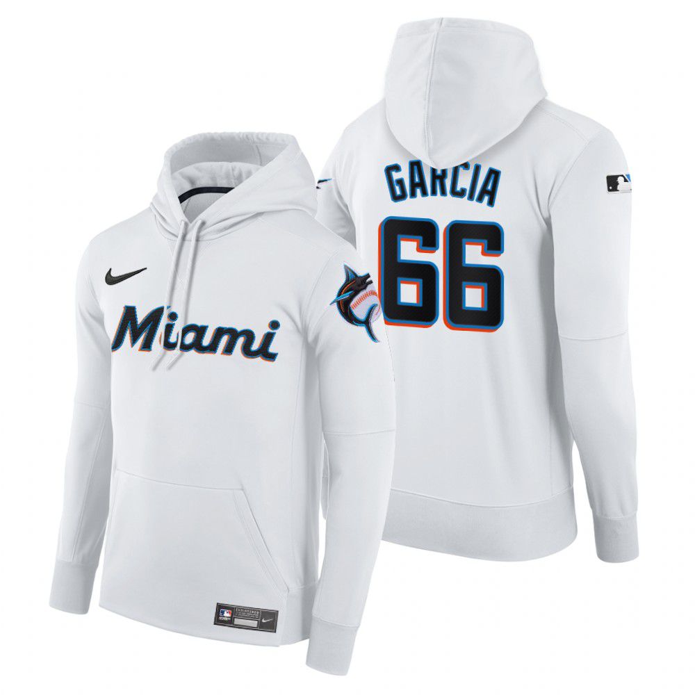 Cheap Men Miami Marlins 66 Garcia white home hoodie 2021 MLB Nike Jerseys